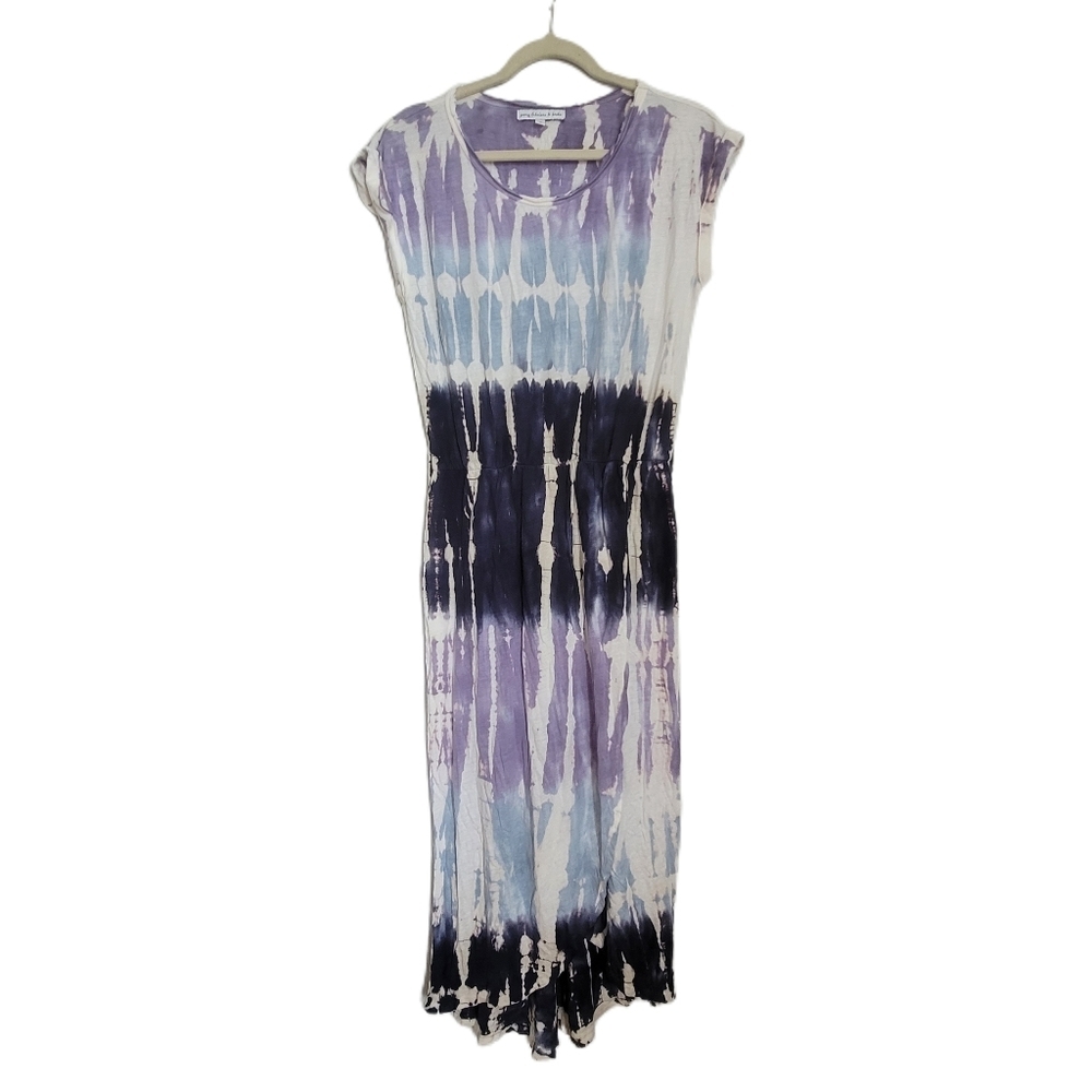 Young Fabulous Broke Dress S Small Maxi Cap Sleeve Acid Wash Scoop Neck